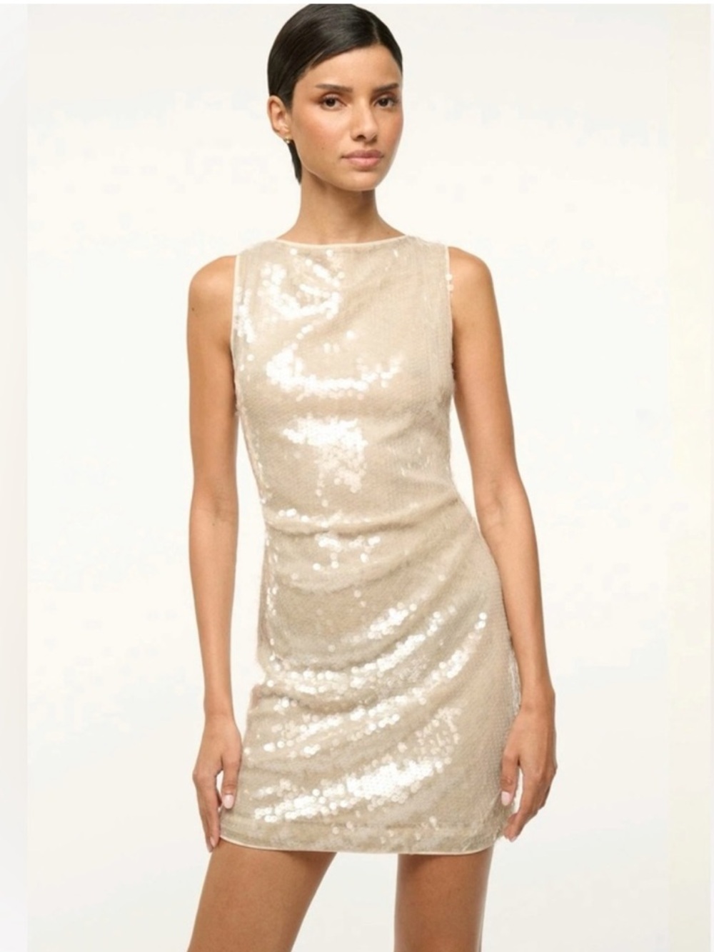 STAUD Eton Sequin Mini Dress in
Moon Size M - Picture 2 of 14